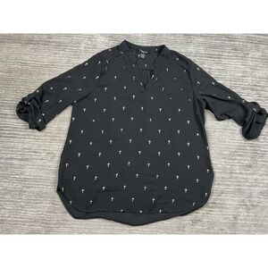 Riley + James Top Womens‎ XL Black Christian Crucifix Cross Pattern Pullover